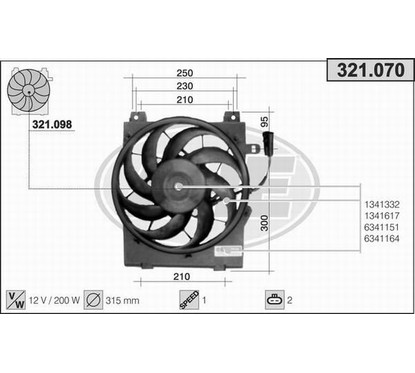 Ahe Ventola Opel Corsa C. T.T. 321.070