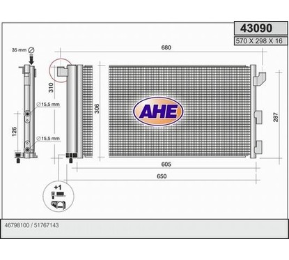Ahe Condensatore Nuova Panda 1.1 8V-1.2 8V-1.4 15V 100H 43090