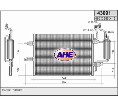 Ahe Cond. Opel Meriva 1.4 16V 43091 per ripristinare il corretto funzionamento del componente