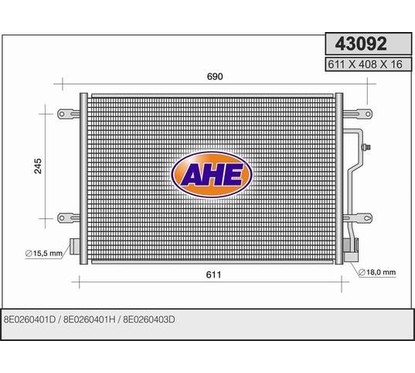 Ahe Condensatore Audi A4 Ii 43092