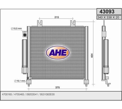 Ahe Condensatore Opel Agila 1.0 12V 43093