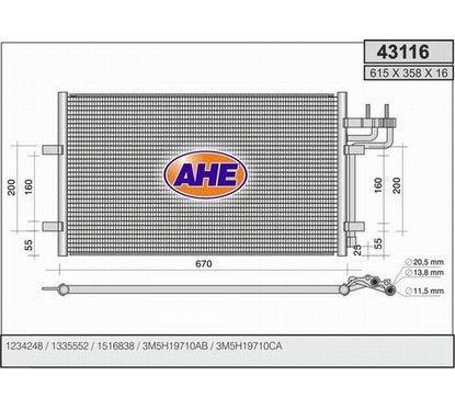 Ahe Condensatore Ford Focus Ii 1.4-1.6-1.6Tdci 43116