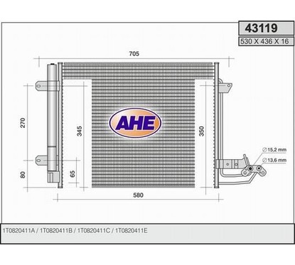 Ahe Condensatore Vw Touran 1.6I 8V 43119