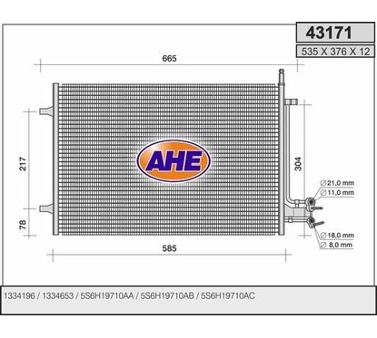 Ahe Condensatore Ford Fiesta V 1.6 Tdci 43171