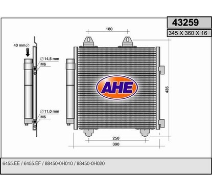Ahe Condensatore Citroen C1 1.0 12V 1.4Hdi 43259