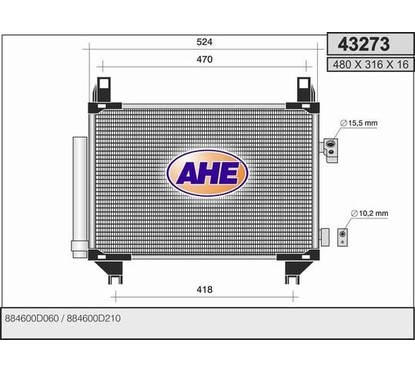 Ahe Condesatore Toyota Yaris 06 1.4 D-D4 43273 per ripristinare il corretto funzionamento del componente