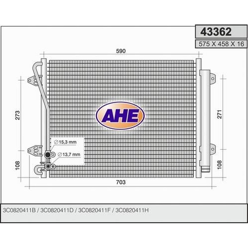 Ahe Condensatore Vw Passat Vii 2.0I 16V 43362