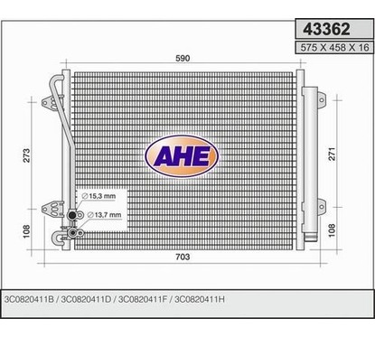 Ahe Condensatore Vw Passat Vii 2.0I 16V 43362