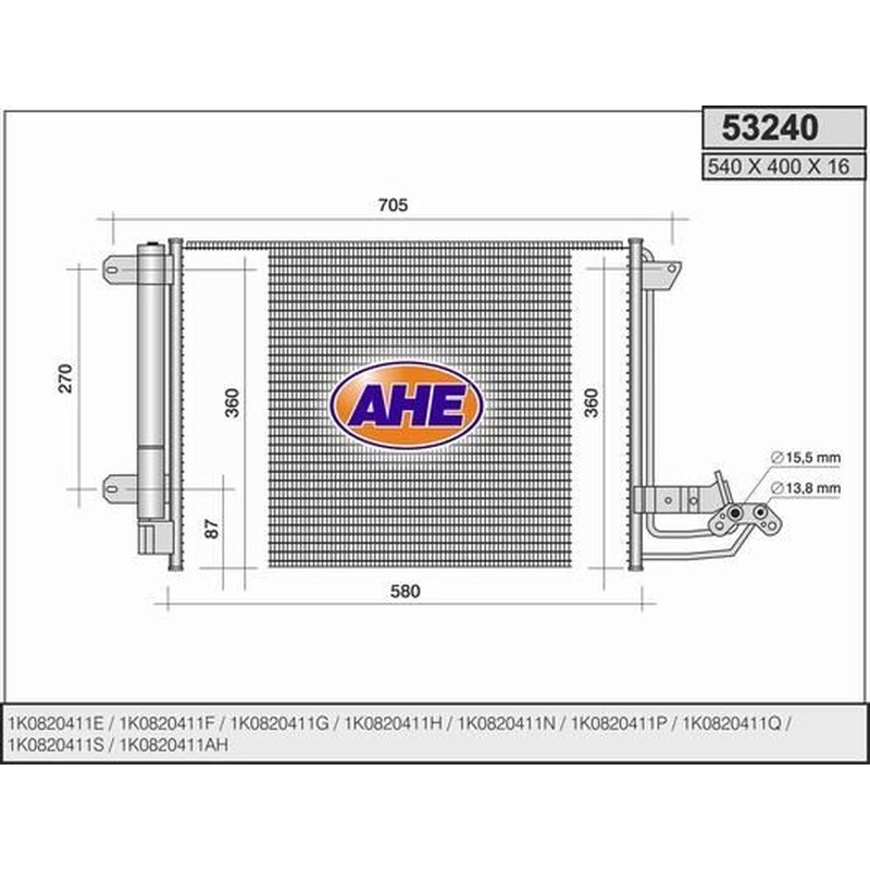 Ahe Condesatore Vw Golf V Benzina/Diesel 53240