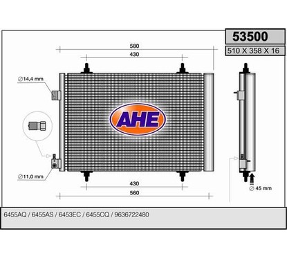 Ahe Condensatore Citroen Xsara Ii 1.9D-2.0Hdi 53500