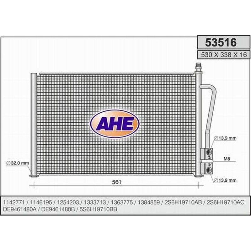 Ahe Condensatore Fiesta V 1.3I-1.4I 53516