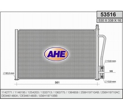 Ahe Condensatore Fiesta V 1.3I-1.4I 53516