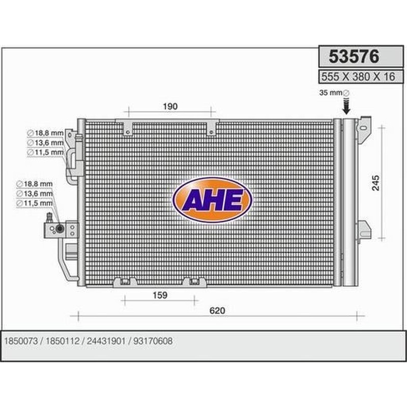 Ahe Condensatore Opel Astra G 1.2I 16V 53576