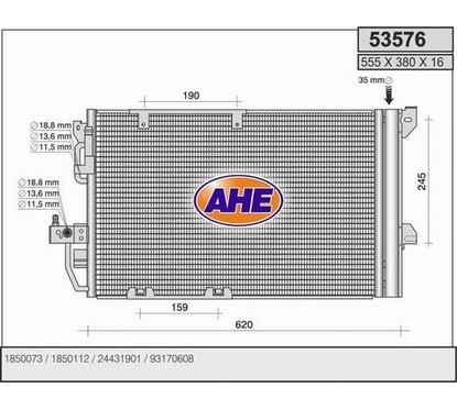 Ahe Condensatore Opel Astra G 1.2I 16V 53576