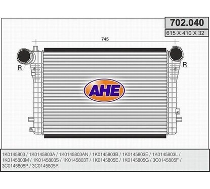 Ahe Intercooler Vw Touran 1.9Tdi 702.040 per ripristinare il corretto funzionamento del componente