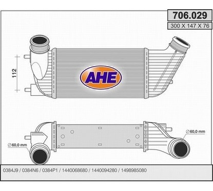 Ahe Intercooler C8/Scudo/807 2.0 Hdi 706.029 per ripristinare il corretto funzionamento del componente
