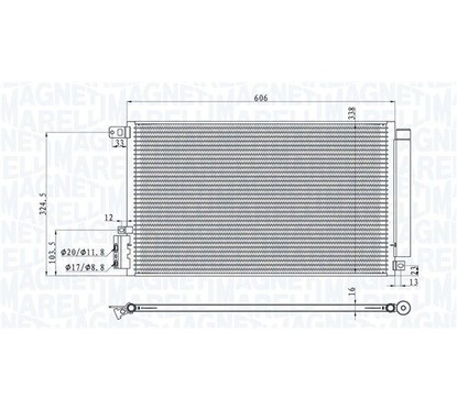 MAGNETI MARELLI Condensatore, Climatizzatore 350203100500
