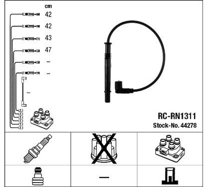NGK Kit cavi accensione 44278 per ripristinare il corretto funzionamento del componente