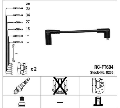NGK Kit cavi accensione 8205 per ripristinare il corretto funzionamento del componente