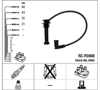 Ngk 8542-Ford Fiesta/Focus/Mondeo 1.4/1.6/1.8 Rc-Fd808