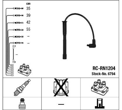 Ngk 6794 - Kit Cavi Candela Renault Clio Ii 1.2 Rc-Rn1204 per ripristinare il corretto funzionamento del componente