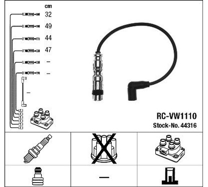 Ngk Set Cavi Audi A3 Rc-Vw1110 per ripristinare il corretto funzionamento del componente