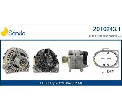 Sando Alternatore 12V 90A Audi A3/Vw Golf Iv 1.9 Tdi 2010243.1