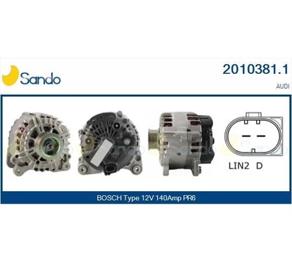 Sando Alternatore 12V 140A Audi A4/A5 Q7 2.7Tdi/3.0 Tdi 2010381.1