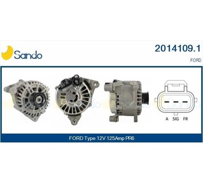 Sando Alternatore 12V 125A Ford Transit Connect 1.8 16V 2014109.1