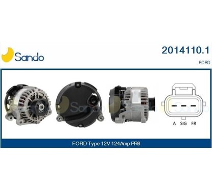 Sando Alternatore 12V 124A Ford Transit Connect 1.8 Di/T 2014110.1