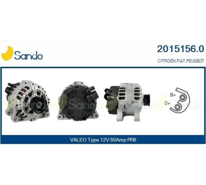 Sando Alternatore 12V 80A Citroen Berlingo/Xsara Picasso 2015156.0