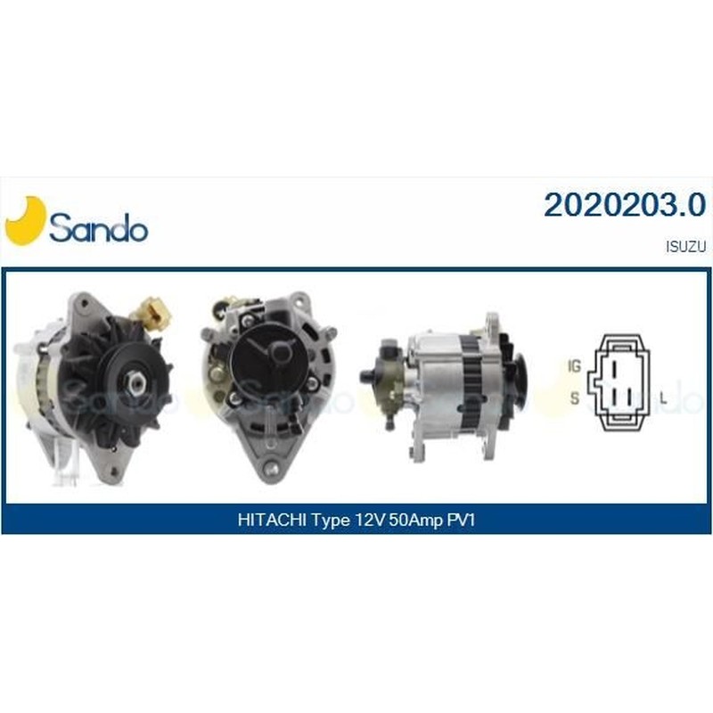 Sando Alternatore 12V 50A Isuzu Midi 2.2D 1989 2020203.0