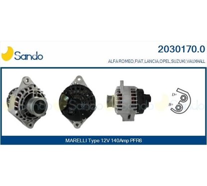 Sando Alternatore 12V 140A Alfa 147/159 1.9 Jtd 2030170.0 per ripristinare il corretto funzionamento del componente