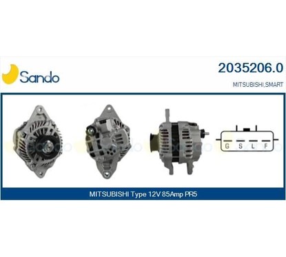 Sando Alternatore 12V 85A Mitsubischi Colt/Smart 2035206.0 per ripristinare il corretto funzionamento del componente