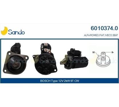 Sando Motorino Avviamento 12V Ar6/Fiat Ducato/Iveco Dail 6010374.0