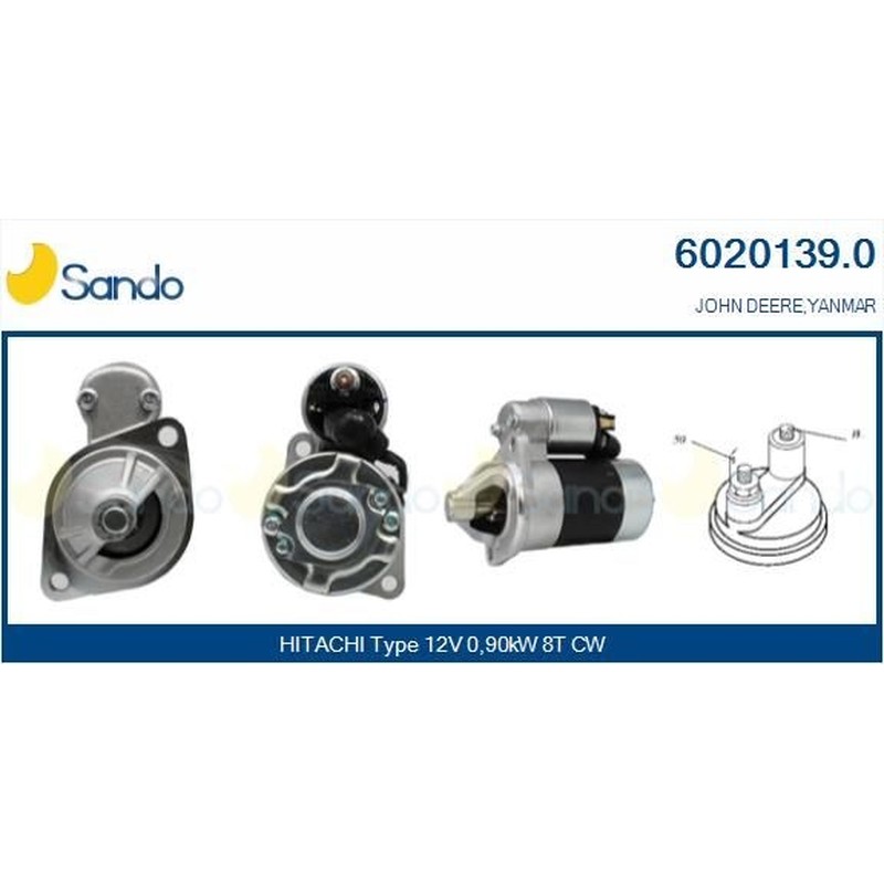 Sando Motorino Avviamento 12V (8D) John Deere/Yanmar 6020139.0