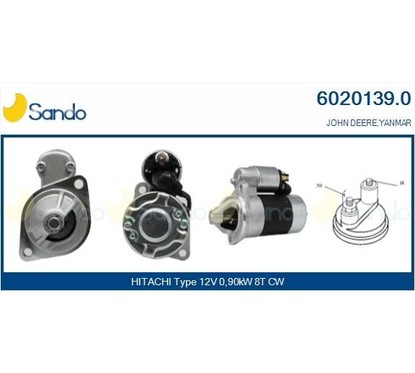 Sando Motorino Avviamento 12V (8D) John Deere/Yanmar 6020139.0